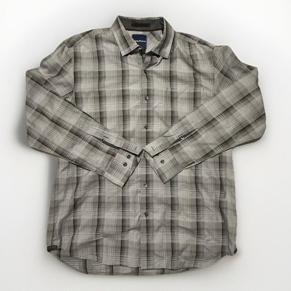 Tommy Bahama‎ Men's Shadow Ridge Black/Grey Plaid Shirt Large